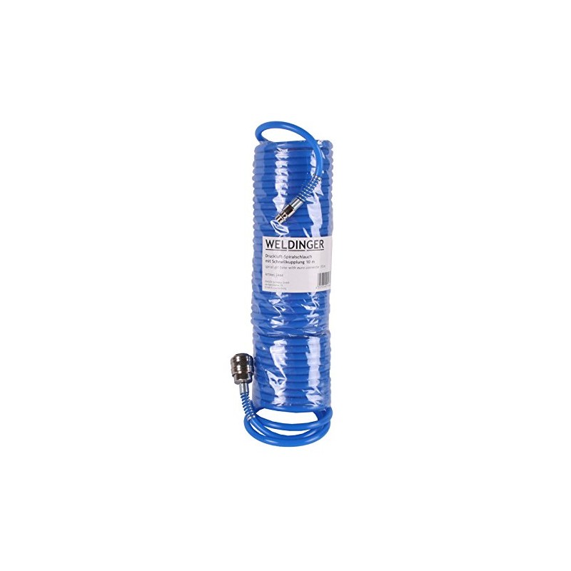 WELDINGER Compressed Air Spiral Hose 10 m with Quick Coupling