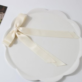 3pcs Silky Satin Hair Bows with Tassel for Women Tassel Ribbon Bowknot With Long Tail Ribbon Bowknot Clip Girl, Solid Accessories Barrettes Claw Bow for Ponytail Holder Hair Tie (Style 1, One size)