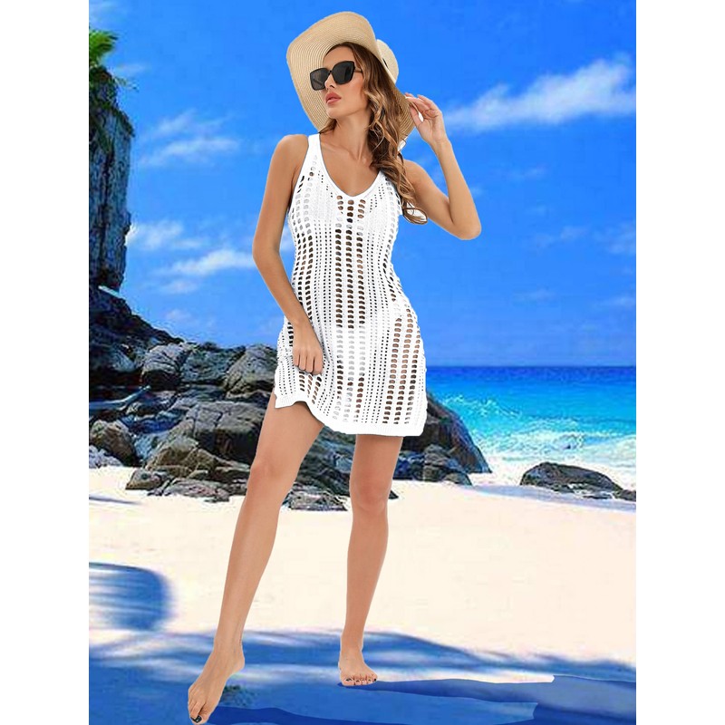 Jhsnjnr Traje de baño de ganchillo para mujer, vestidos de