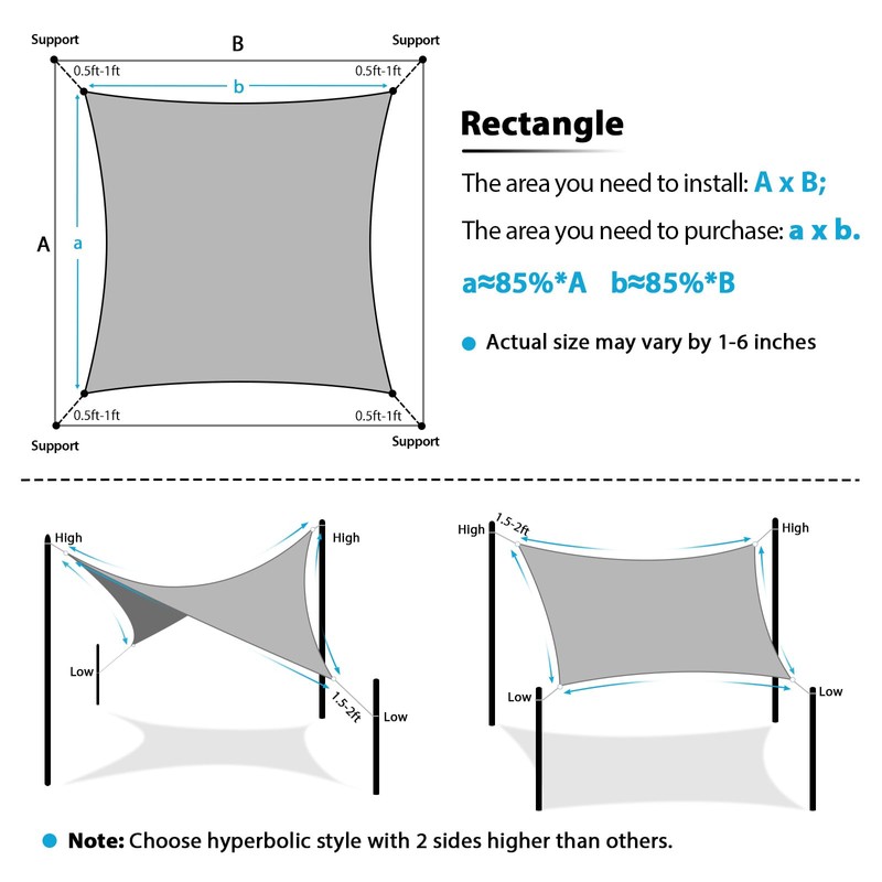 Amagenix Sun Shade Sail 16'X20' Curved Edge Outdoor Shade Canopy
