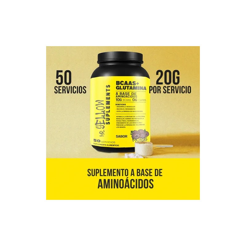 Aminoácidos Bcaas Glutamina Mr. Yellow 1kg Varios Sabores