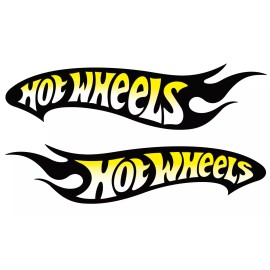 Unbranded Hot Wheels Logos Set of (2) 8" Vinyl Decal Stickers - 2X8 Inches, Black Half White & Yellow