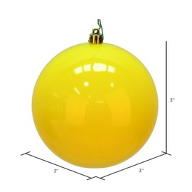 Vickerman 3" Yellow Shiny Ball Ornament - Includes 12 Ornaments per Pack - Shatterproof Christmas Ornament - Reliable and Durable - Ready to Hang - Pack of Yellow Ornaments