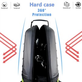 Golf Travel Bag with Wheels，Hard Case Top for Airlines Protect Golf Clubs，1680D Heavy Duty Oxford ，Easy to Maneuver/Foldable (Black/Grey)
