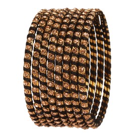 New! Touchstone "Silk Thread Bangle Collection" Indian Bollywood Hand Woven Silk Thread Black Color Rhinestone Designer Jewelry Bracelets Bangle Set of 8 For Women.