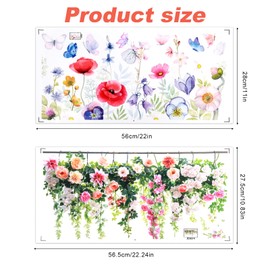 2 Sets Colorful Flower Window Stickers, Butterfly and Flower Bouquet Window Clings PVC Floral Glass Clings Film Nature Plant Decals for Home Kitchen Walls Glass Decoration