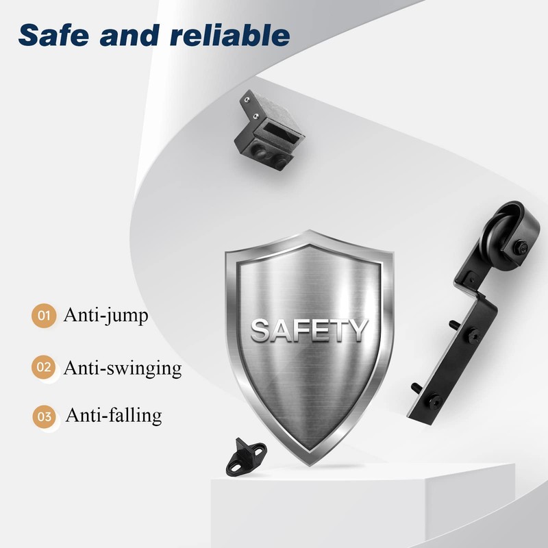 EaseLife 6.6FT Bypass Double Sliding Barn Door Hardware Kit,Single Track,