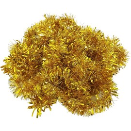10M Gold Tinsel Garland, Christmas Metallic Hanging Tinsel Garland for Xmas Tree Home and Party Decoration