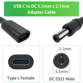 Varbmt PD 15W 5.5mm x 2.1mm USB C to DC Adapter Cable, (3.28Ft 2Pack) Type C Female to Male Cable for Tablet PC, IP Camera, Bluetooth Speaker, Webcam Router