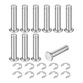 sourcing map 10Set M6x25mm 304 Stainless Steel Cylindrical Shaft Snap Ring Locating Pin, Flat Head Grooved Hinge Cylinder Position Pin with E Clip Retaining Ring, Silver