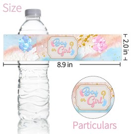 Maicaiffe Boy or Girl Water Bottle Stickers, Baby Shower Water Bottle Labels, He or She Party Decorations, Gender Reveal Party Stickers Supplies 32 Stickers