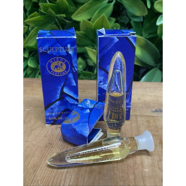 NIKOS 2X Nikos Sculpture Perfume Parfum Mini .10 oz 3.5ml
