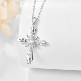 Dreamboat Sterling Silver Cross Necklace for Womens Cross Pendant Crucifix Necklace Faith Christian Jewelry Confirmation Religious Gifts for Mom
