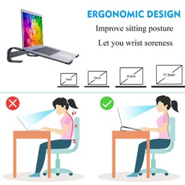 VIEVAN Laptop Stand, Laptop Stand, Ergonomic Aluminium Computer Stand, PC Holder, Lightly Ventilated for MacBook Pro/Air, Dell, HP, MateBook All 10-17 Inch Notebooks, Black