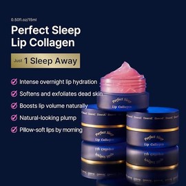 Perfect Sleep - Colágeno labial de 0.50 onzas líquidas, máscara intensiva de colágeno para dormir con péptidos, proteína de arroz y extracto de cortez