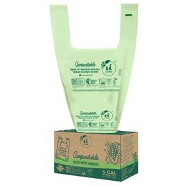 UNNI Compostable T-Shirt Bags with Tie Handles, 4 Gallon / 15 Liter, 30 Count, 0.71 mil Small Kitchen Compost Liners, Certified by BPI, CMA & OK compost HOME, Meets ASTM D6400