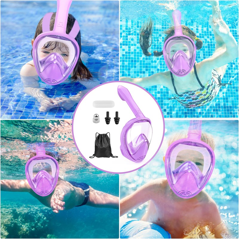 Kids Snorkel Mask Full Face, Snorkeling Gear for Kids 2-14