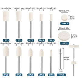 80 PCS Polishing Buffing Wheel for Polishing Kit, Metal Polishing Kit, Wool Felt Polishing Kit with 1/8" Shank for Grinding and Polishing of Metal, Jade, Glass, Jewelry Polishing