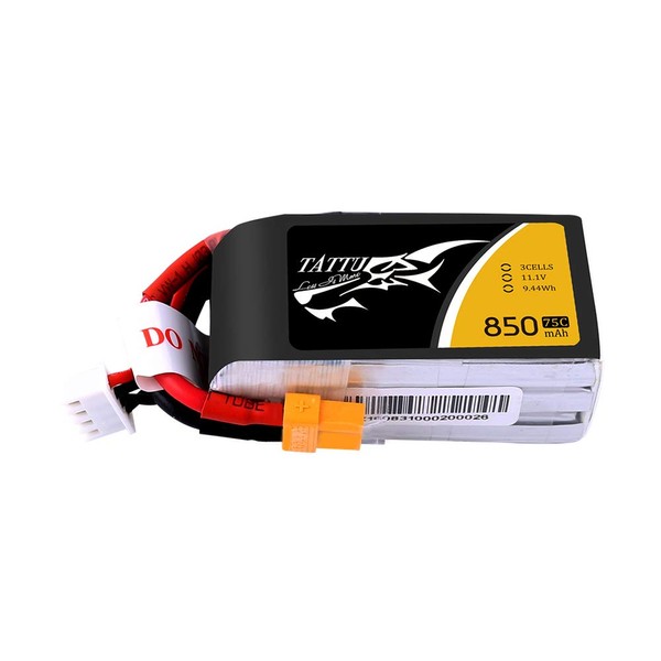 TATTU 11.1V 3S 850mAh 75C LiPo Battery Pack with XT30 Plug for 150mm to 180mm Size Micro FPV Racing Quadcopters