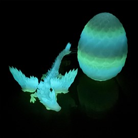 Nightglow 3D Printed Crystal Pterosaur Dragon Eggs, Winged Dragons That Glow at Night, Small Dragons Inside The Eggs, Flexible Joint Animal Model Figurines,Surprise Gifts