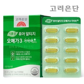 Korea Eundan Vegetable Pure Altige Omega 3 Memory + 60 capsules / 고려은단 식물성 퓨어 알티지 오메가3 기억력+ 60캡슐 X 2개 (2개월분)..36048690 단일옵션