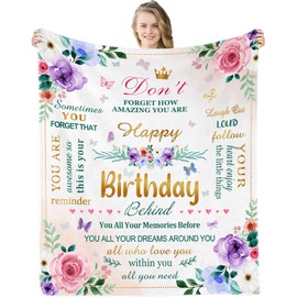 Zlomjro Birthday Gifts for Women Soft Flannel Throw Blanket 60"X50", Happy Birthday Decorations for Women, Bday Gifts Womens Birthday Gift Ideas