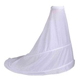 WOWBRIDAL Women's White 2 Hoops Floor Length Tailing Wedding Petticoat Crinoline Mermaid Underskirt Slips, White, One Size