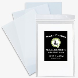 Polly Plastics Heat Moldable Plastic Sheets | 8-inch x 12-inch x 1/16-inch | Made in The USA | for Cosplay, Crafting, and Art Projects | Paintable (3 Sheets)