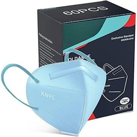 60 Packs Individually Wrapped KN95 Face Mask 5-Ply Breathable & Comfortable Filter Safety Mask with Elastic Ear loop and Nose Bridge Clip, Protective Face Cover Mask, Multi Color - Color: Blue