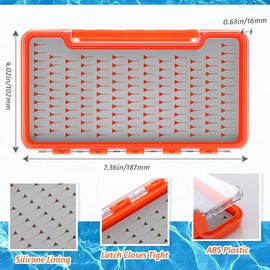 RoundFunny 4 Pcs Fly Boxes for Fly Fishing Waterproof Silicone Flies Fishing Box Tackle 134 Flies Trays Portable Pocket Storage Size 7.36 x 0.63 x 4.02 Inches (Gray)