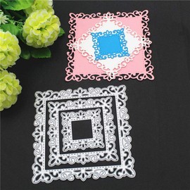 3 Pcs Pierced Square Frame Cutting Dies,DIY Scrapbooking Artist Metal Cutting Dies Scrapbooking Steel Cutting Dies Stencils Embossing DIY Card Photo Album Template Metal Craft