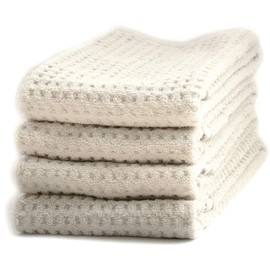 Comfort Time Latte White Waffle Non-Twisted Face Towel Set of 4