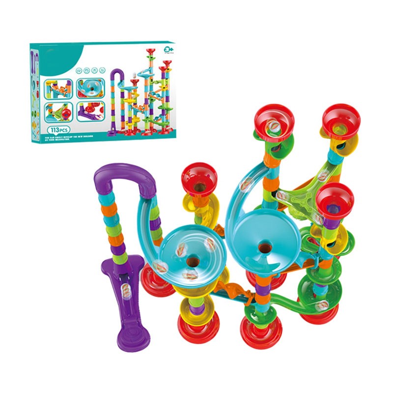 Roll Ball Track Building Blocks Colorful Stereoscopic Maze Stacking Toys
