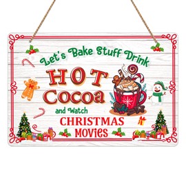 FLYAB Hot Cocoa Christmas Sign Vintage Hot Cocoa Bar Sign Christmas Wall Decor Farmhouse Hot Cocoa Christmas Decorations Sign for Home Kitchen Table Indoor Christmas Xmas Holiday Party Supplies