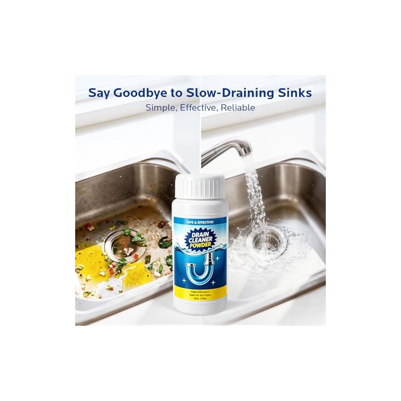 Powerful Drain Cleaner Powder - Clog Remover for Home Plumbing
