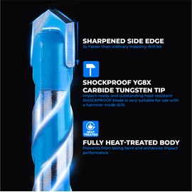 toolant Concrete Drill Bit Set & Masonry Drill Bit Set, Shockproof Hex Shank Drill Bit Set (7pcs) for Glass/Brick/Plastic/Cement/Tile, Industrial Strength Carbide Drill Bit Tip, 5/32"-3/8" Box of 7