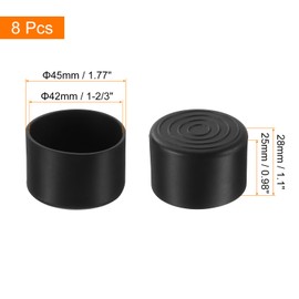 sourcing map 8Pcs Chair Leg Caps, Fit OD 42mm (1-2/3 Inch) Non-Marking PVC Chair Leg Tips Non-Slip Chair Leg Floor Protectors Round Table Covers End Caps for Furniture, Black