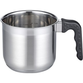 ELO Tourmaline Series 12814 Milk Pan 14 cm Induction Satin Stainless Steel Non-Slip Plastic Handle with Litre Scale and Oil Dispensing System