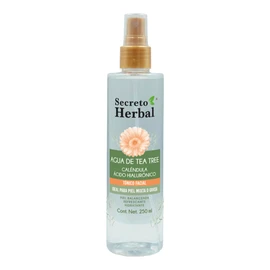 Secreto Herbal | Agua Cosmética de Tea Tree, Caléndula y Ácido Hialurónico | 250 ml.