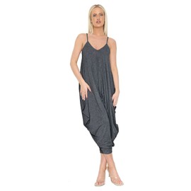 Candid Styles Womens Jumpsuit Playsuit Romper Dress Lagenlook Harem Cami Baggy Top Ali Baba Yoga 8-26 Charcoal 12-14