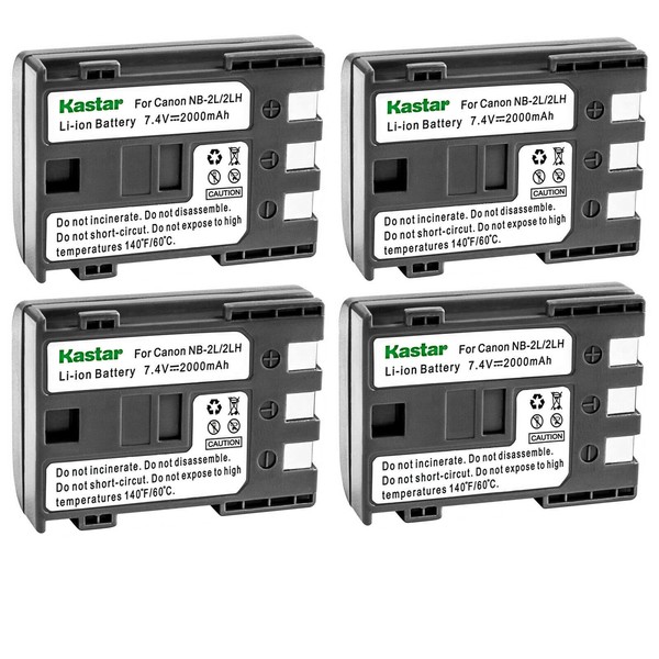 Kastar 4-Pack NB-2L / NB-2LH Battery Replacement for Canon ZR200,