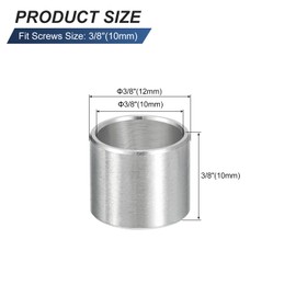 sourcing map 5 Pcs Stainless Steel Spacers, 10mm ID x 12mm OD x 10mmL 304 Stainless Steel Bushing Screw Standoff Unthreaded Round Spacer for 3/8" or M10 Screws Bolts Nuts