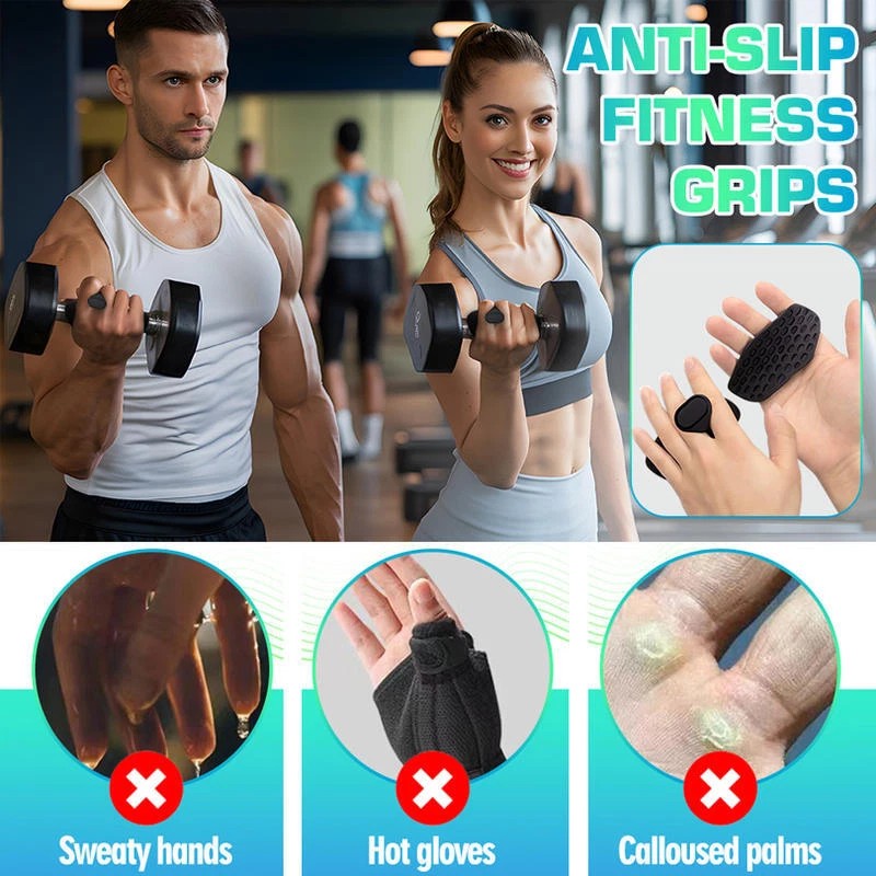 Unbranded Anti-Slip Workout Grips - Ergonomic Rubber Hand Protector Gloves