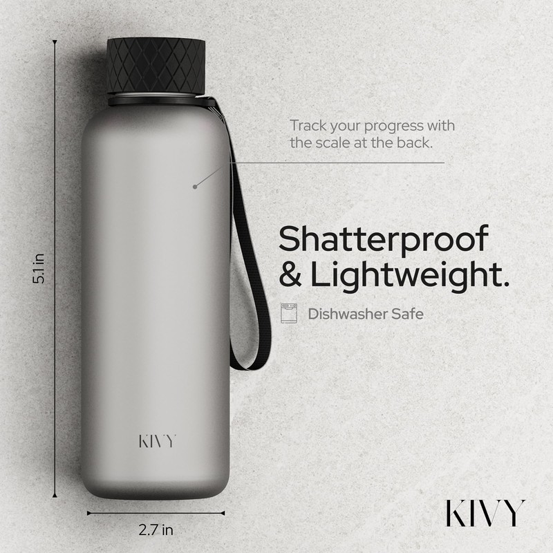 KIVY Tritan Water Bottle (Ash Black, 650ml)