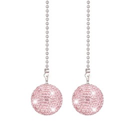 2 piezas de abalorio de arcilla con diamantes de imitación de color rosa claro con cadena de extensión de 30 cm, cadena de extensión de 90 cm