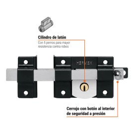 Cerradura De Barra Libre, Izquierda, Color Negra Hermex CB-456I