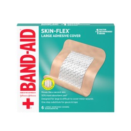 Band-Aid Brand Skin-Flex Adhesive Flexible Wound Covers for First Aid Wound Care of Minor Cuts, Scrapes & Burns, with a Comfortable Feeling, Moving Like a Second Skin, Sterile, Large, 6 ct