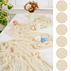 6 Pack Ivory Cheesecloth Table Runner,10FT Gauze Boho Long Easter Cheesecloth Table Runners 20x120inch Rustic Cheese Cloth Table Runner for Wedding Party Bridal Shower,Dinner Table Decorations