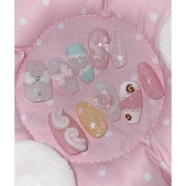 QT Garden Handmade Nail Tips - Long Oval / 큐티 가든 수제네일팁 - 롱오벌