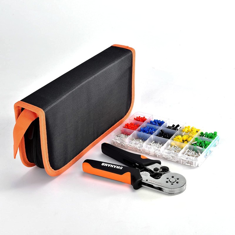 Ferrule Crimping Tool Kit, Self-adjusting Hexagonal Pliers(AWG23-10) Wire Terminals Crimper